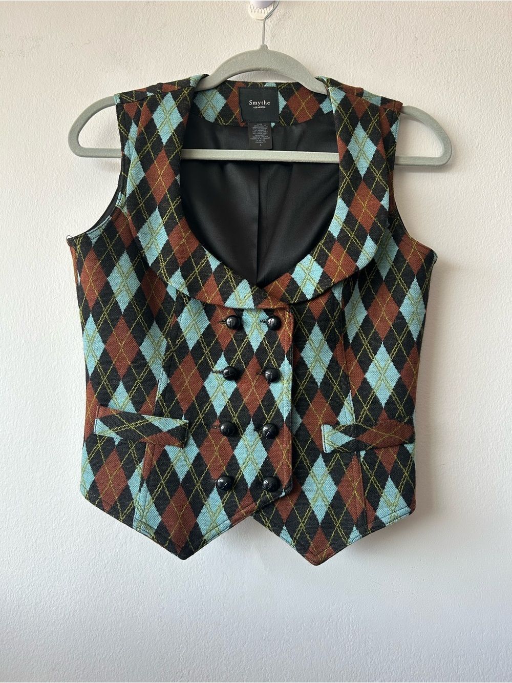 SMYTHE Argyle Wool Double-breasted Preppy Gilet Vest - Picture 1 of 11